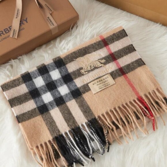 Burberry Accessories - Authentic Burberry Brown Cashmere Checkered Scarf with Box